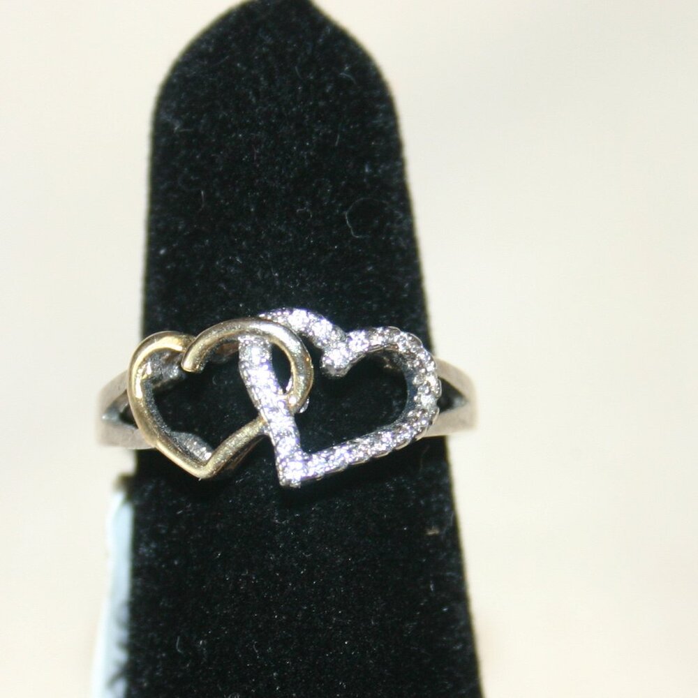Women's Fashion Ring Silver Tone Connecting Hearts Size 6 RG-14